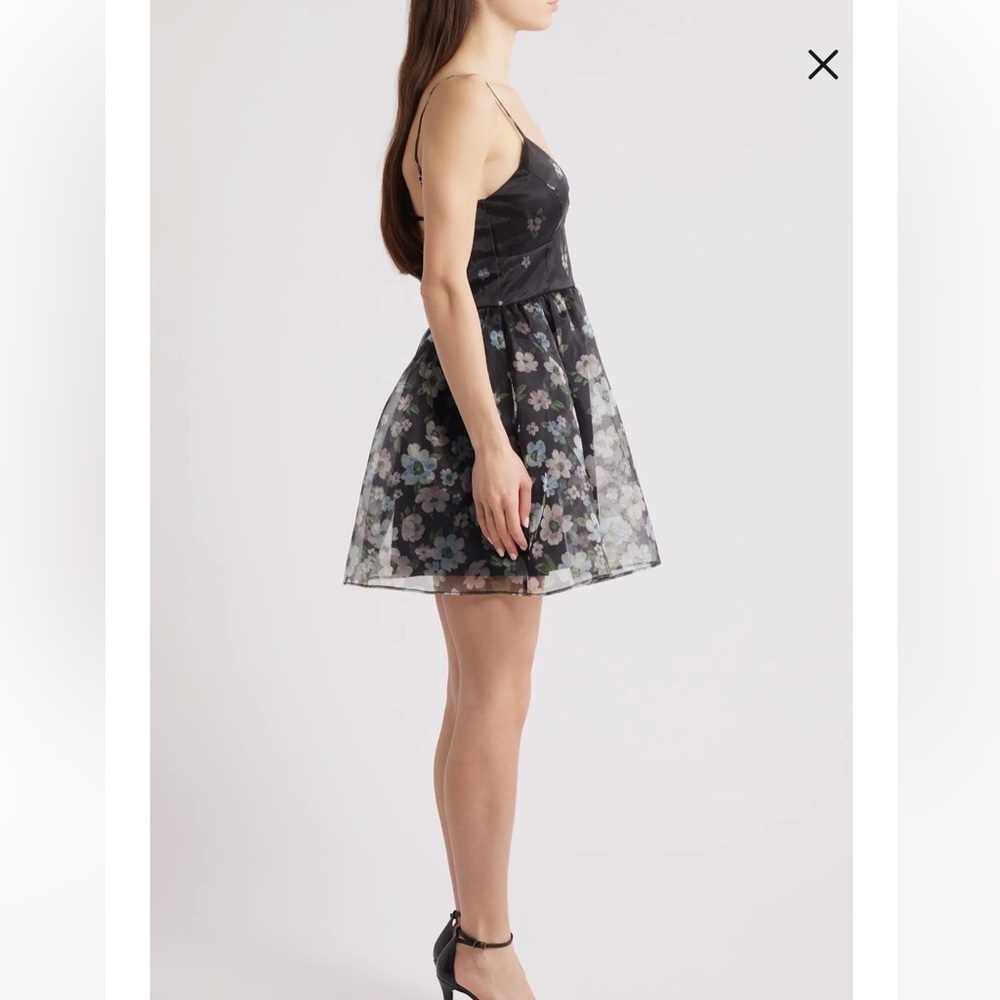 NWT Lulus Isabel Floral Print Organza Minidress - Picture 3 of 7